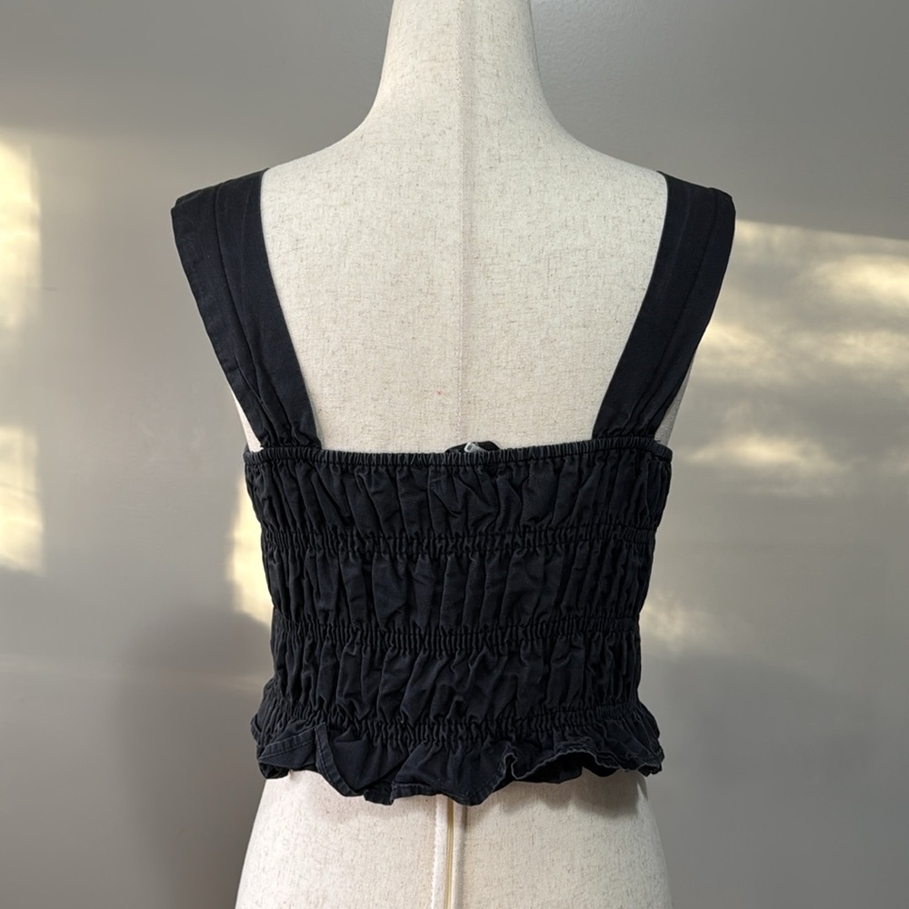 ENDLESS ROSE Women's Smocked Ruffle Top Size XS In Black - Picture 6 of 11